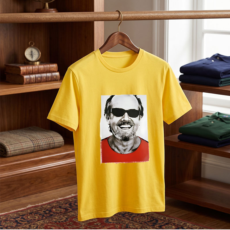 Man in Red Shirt and Sunglasses Smiling - Tee