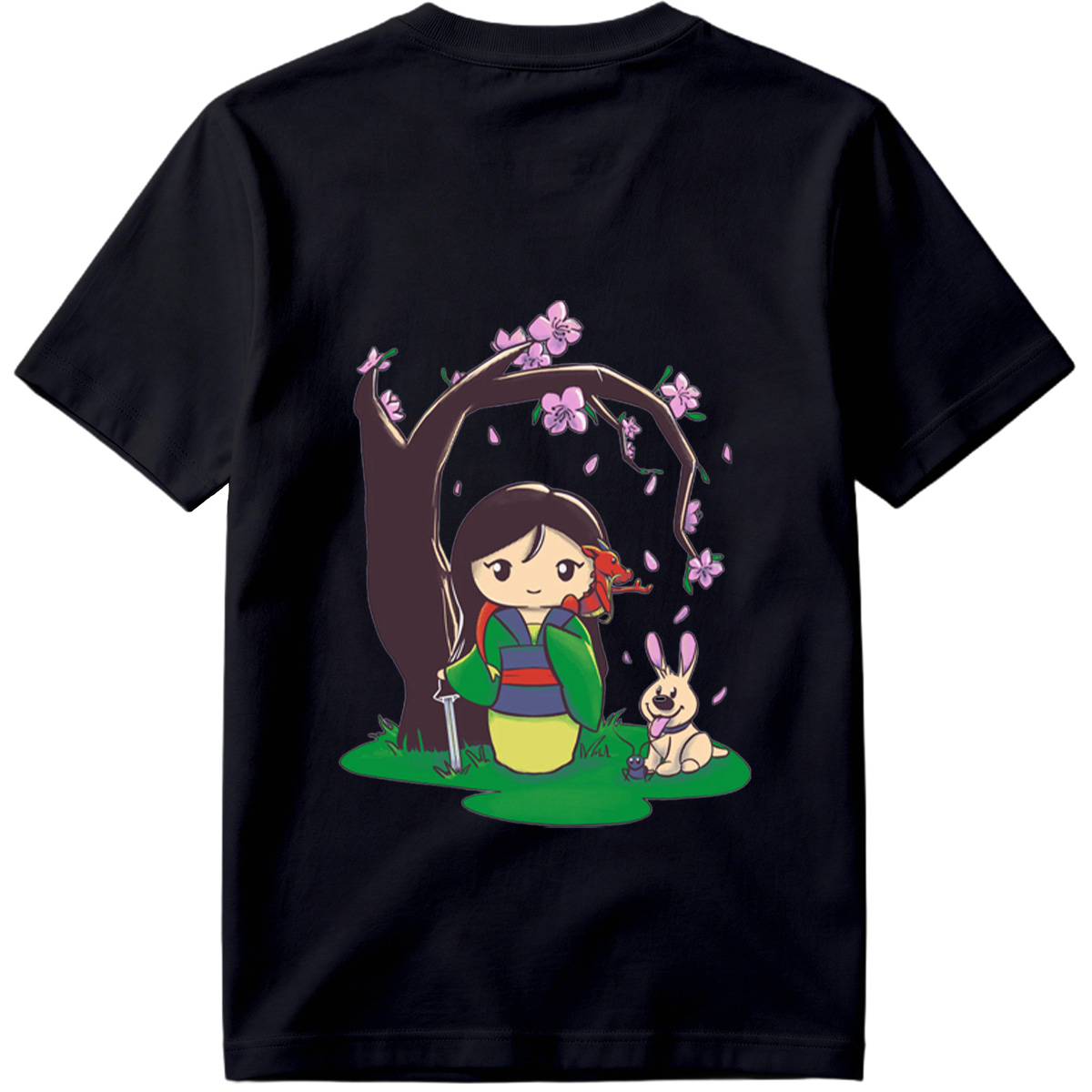 Mulan with Mushu and Cri-Kee Under Cherry Blossom Tree - Tee