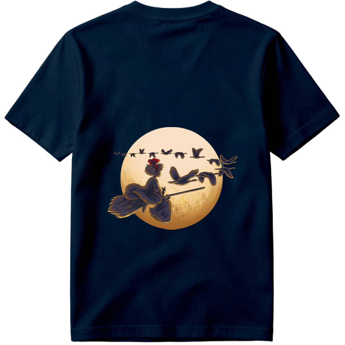 Mulan Flying on a Broomstick with Geese Against the Moon - Tee