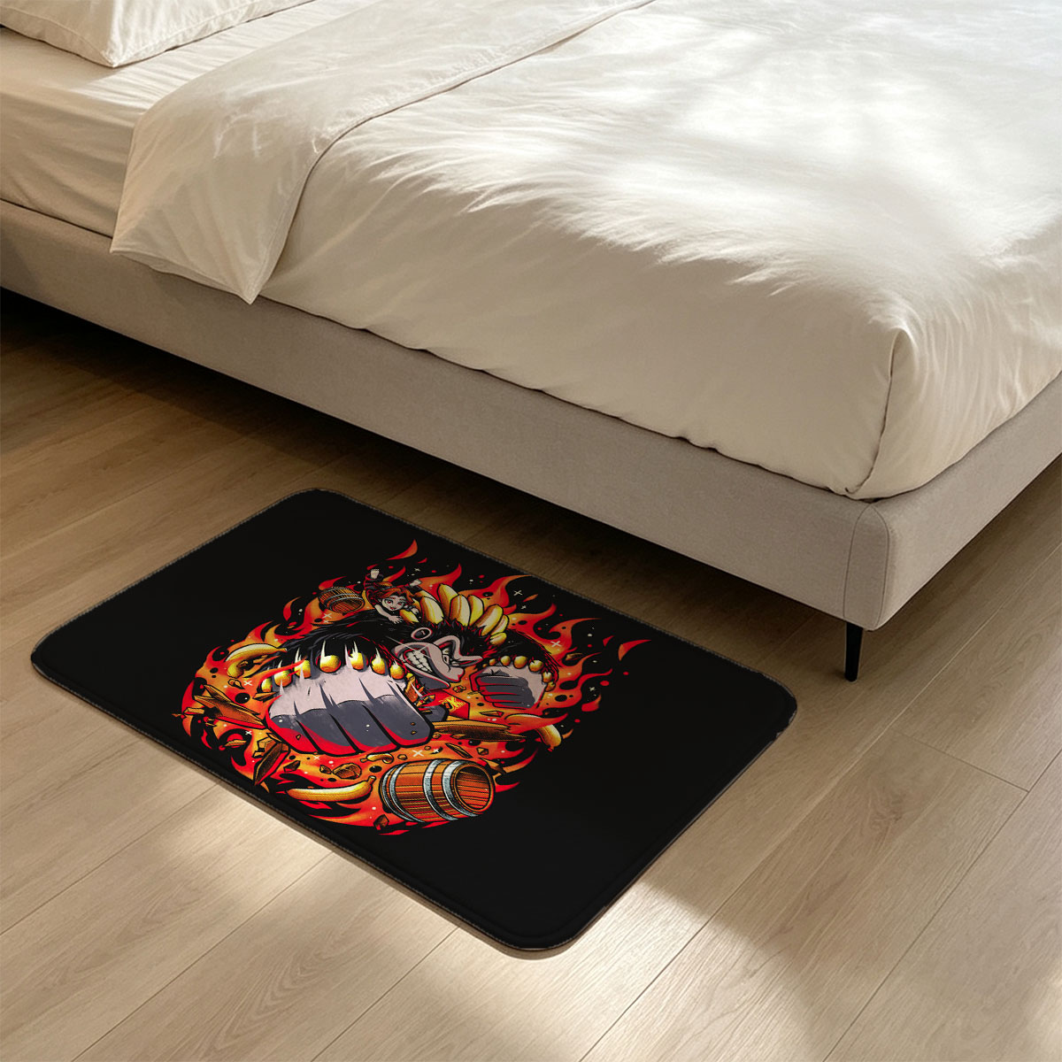 Banana Monkey with Fire and Barrels - Flannel floor mat