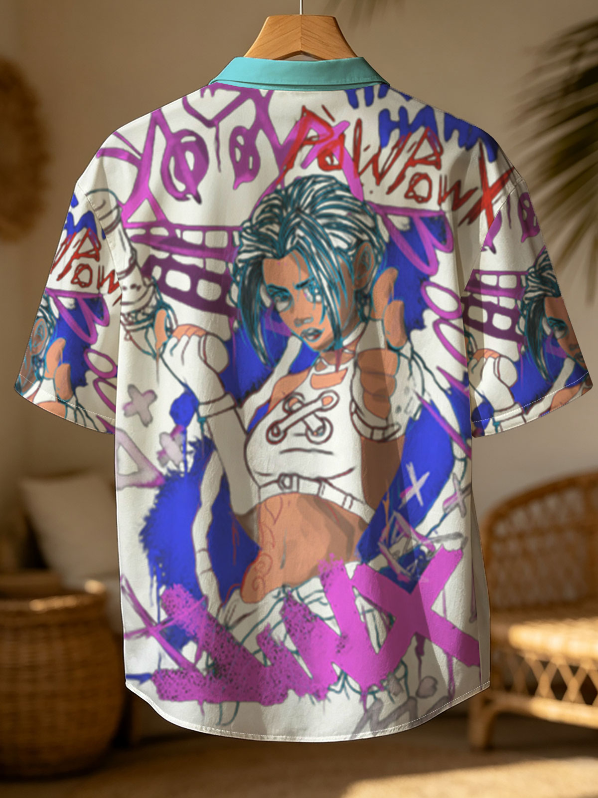 Gloomy Girl with Gun and Graffiti Background -  Shirt
