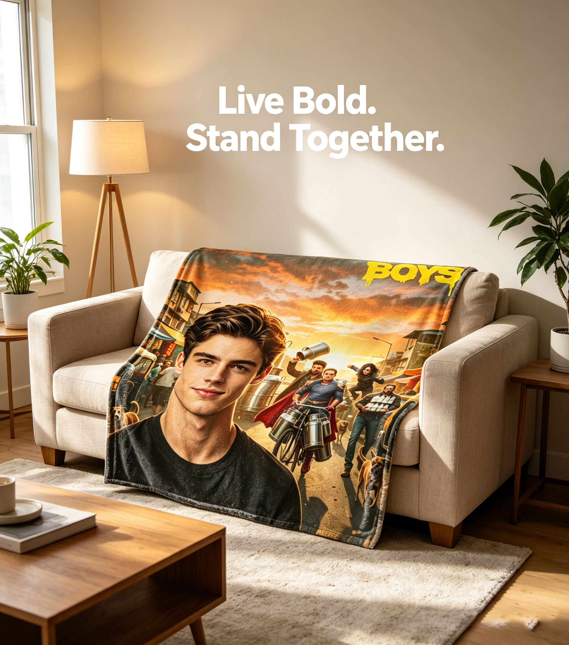Custom Face Blanket The Boys TV Show Flannel Blanket for Couch, Bed, or Travel – Perfect Gift for Fans of Superhero Series and Pop Culture Enthusiasts