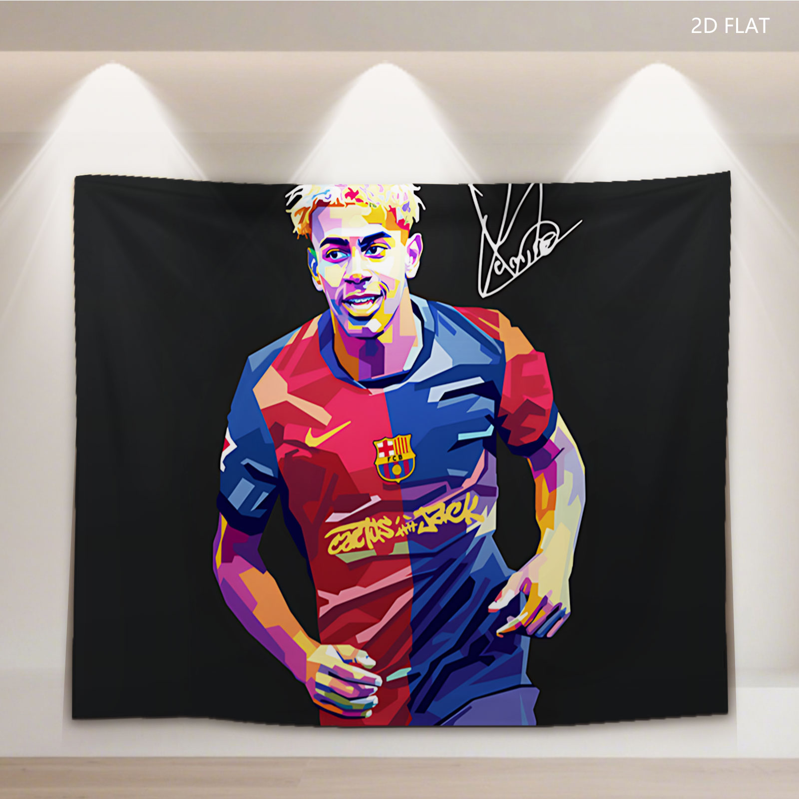 Lamine Yamal in FC Barcelona Jersey, Artistic Portrait - Tapestry