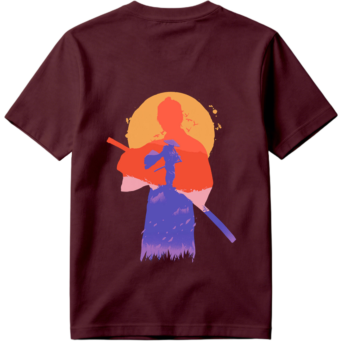 Samurai Silhouette at Sunset - Tee