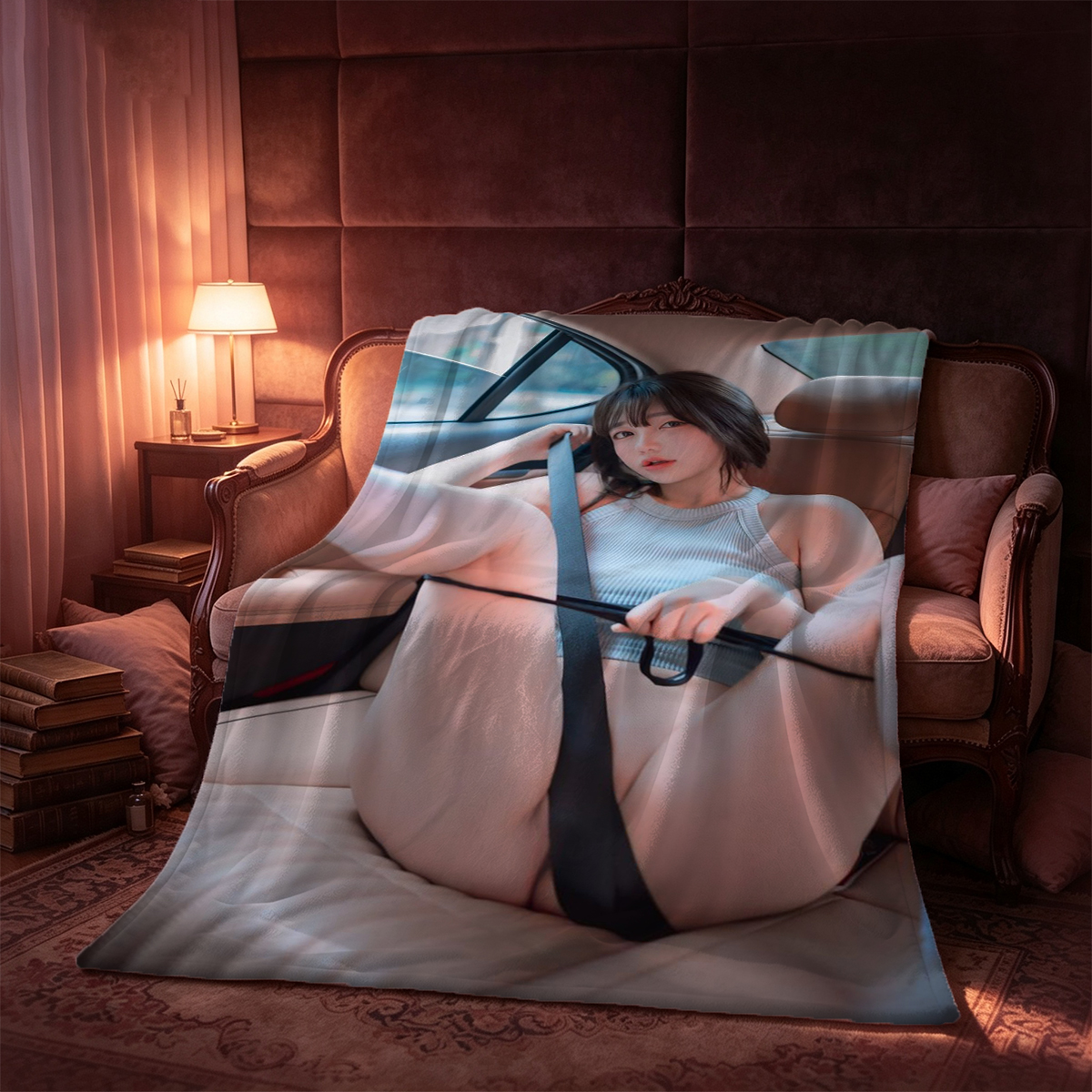 Lying in lingerie on the couch - Blanket