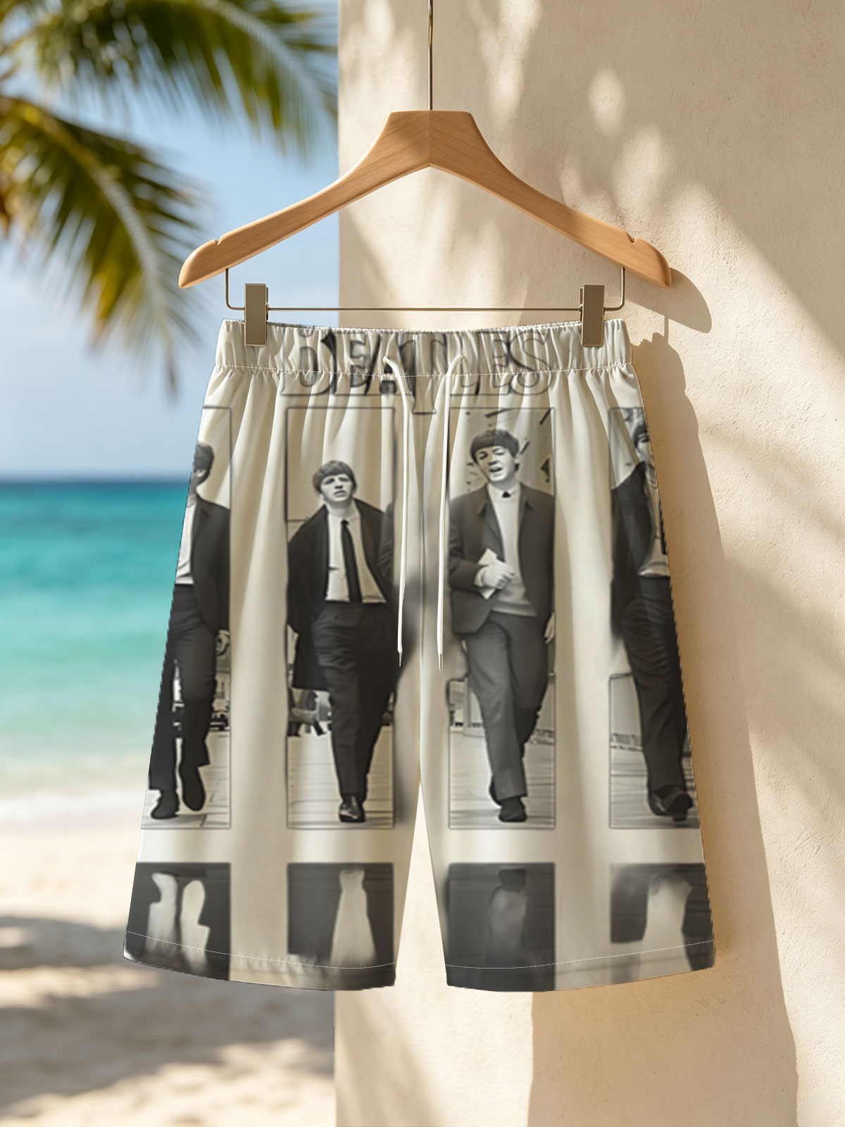 The Beatles: John, Paul, George, and Ringo Walking in Style -  Beach shorts