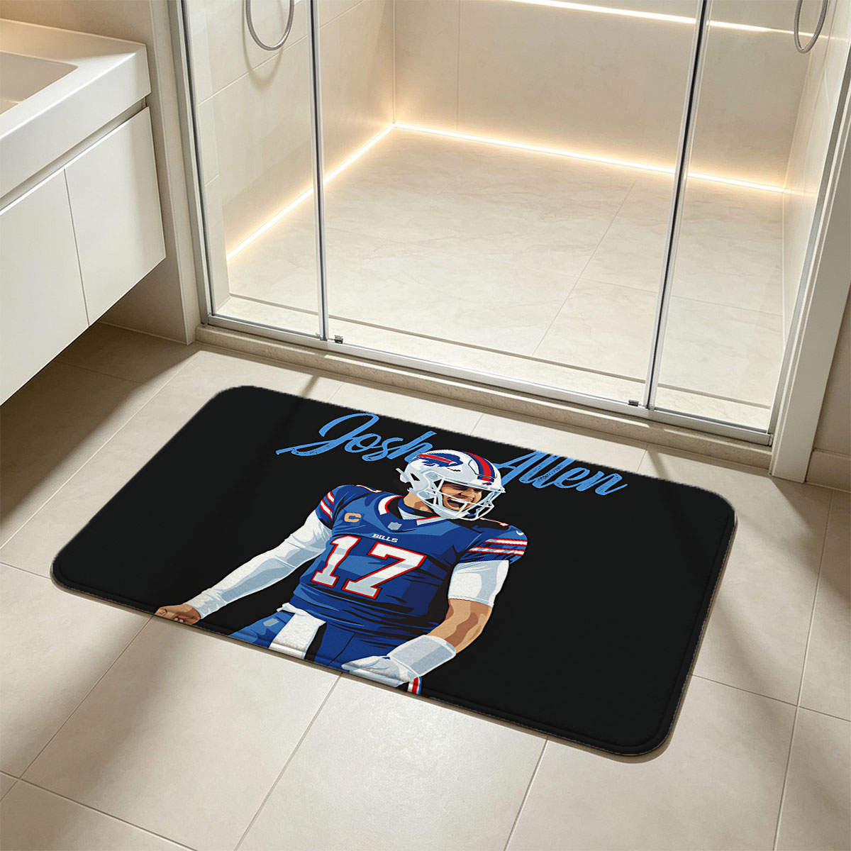 Josh Allen, Buffalo Bills Quarterback #17, NFL Football Player - Flannel floor mat