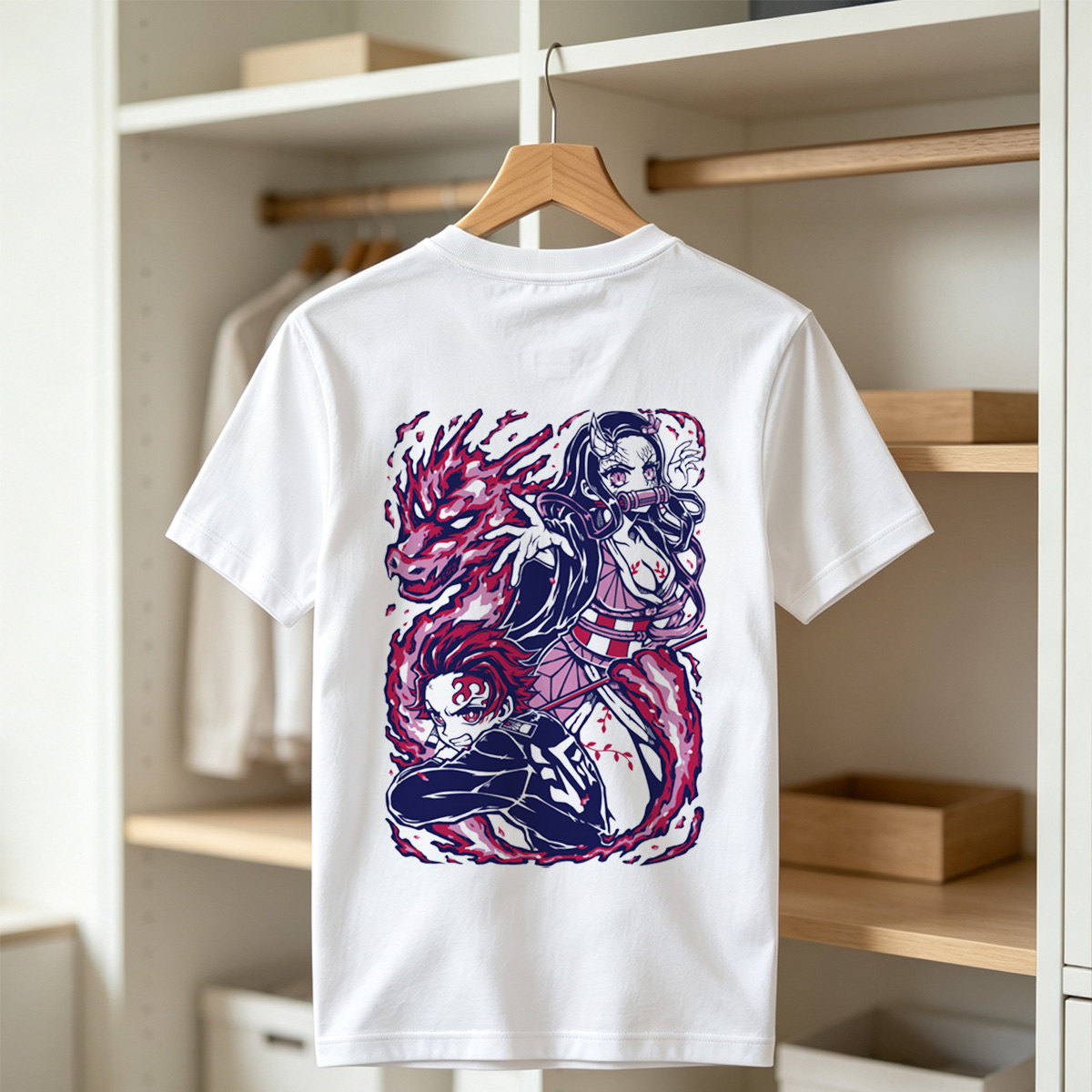 Demon Slayer: Kimetsu no Yaiba - Nezuko Kamado and Tanjiro Kamado with Flame Breathing - Tee