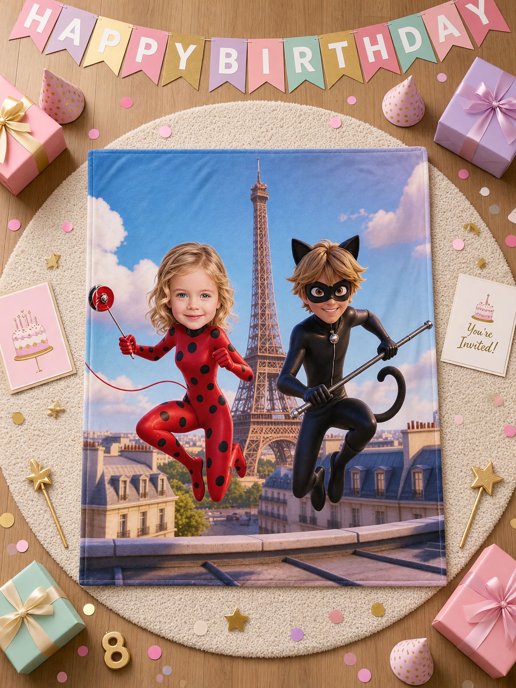 Custom Photo Face Blanket Superhero Flannel Throw Ultra Soft Warm Personalized Bedding Gift for Kids and Teens