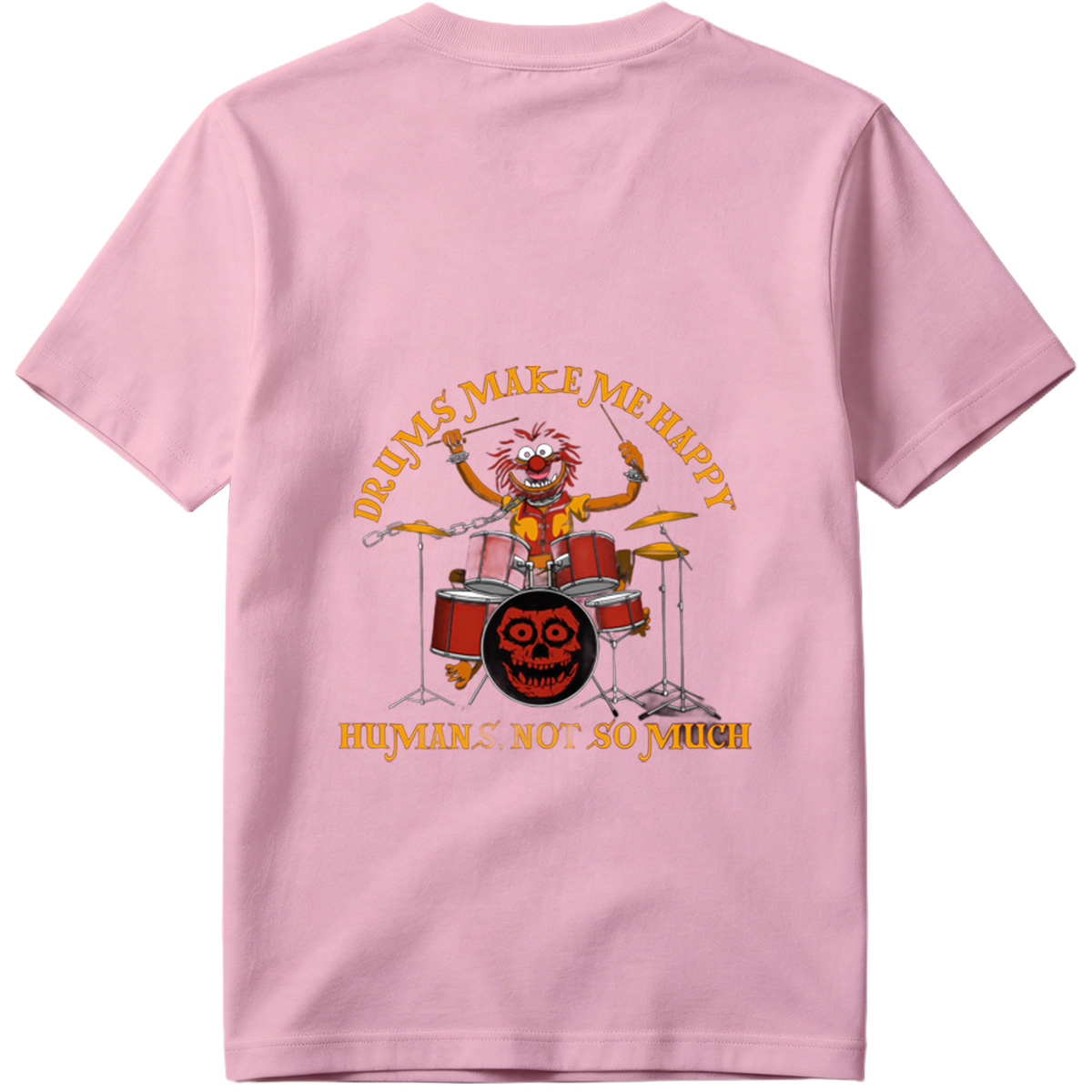 Animal from The Muppets Playing Drums with Skull Design - Tee