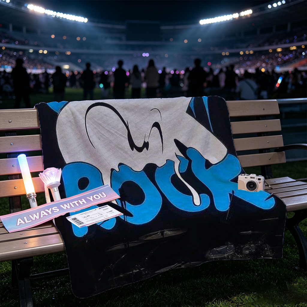 One Ok Rock Live Performance with Illuminated Stage Logo and Drum Set - Blankets