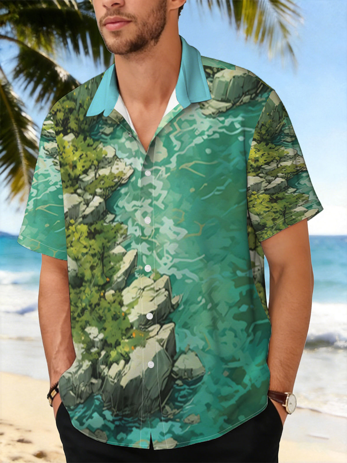 Crystal Clear River Winding Through Rocky Landscape -  Shirt