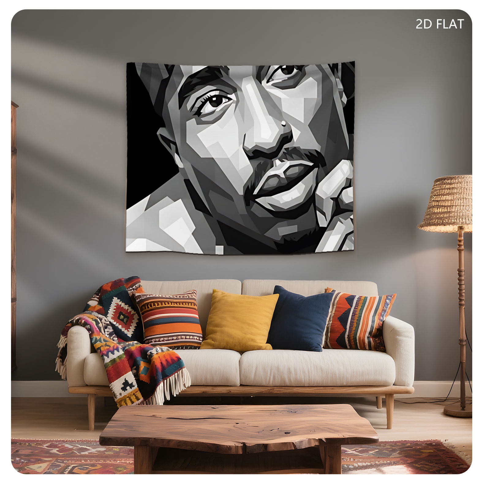 Pop Art Portrait of a Man Wearing HTM Cap and Chain Necklace - Tapestry