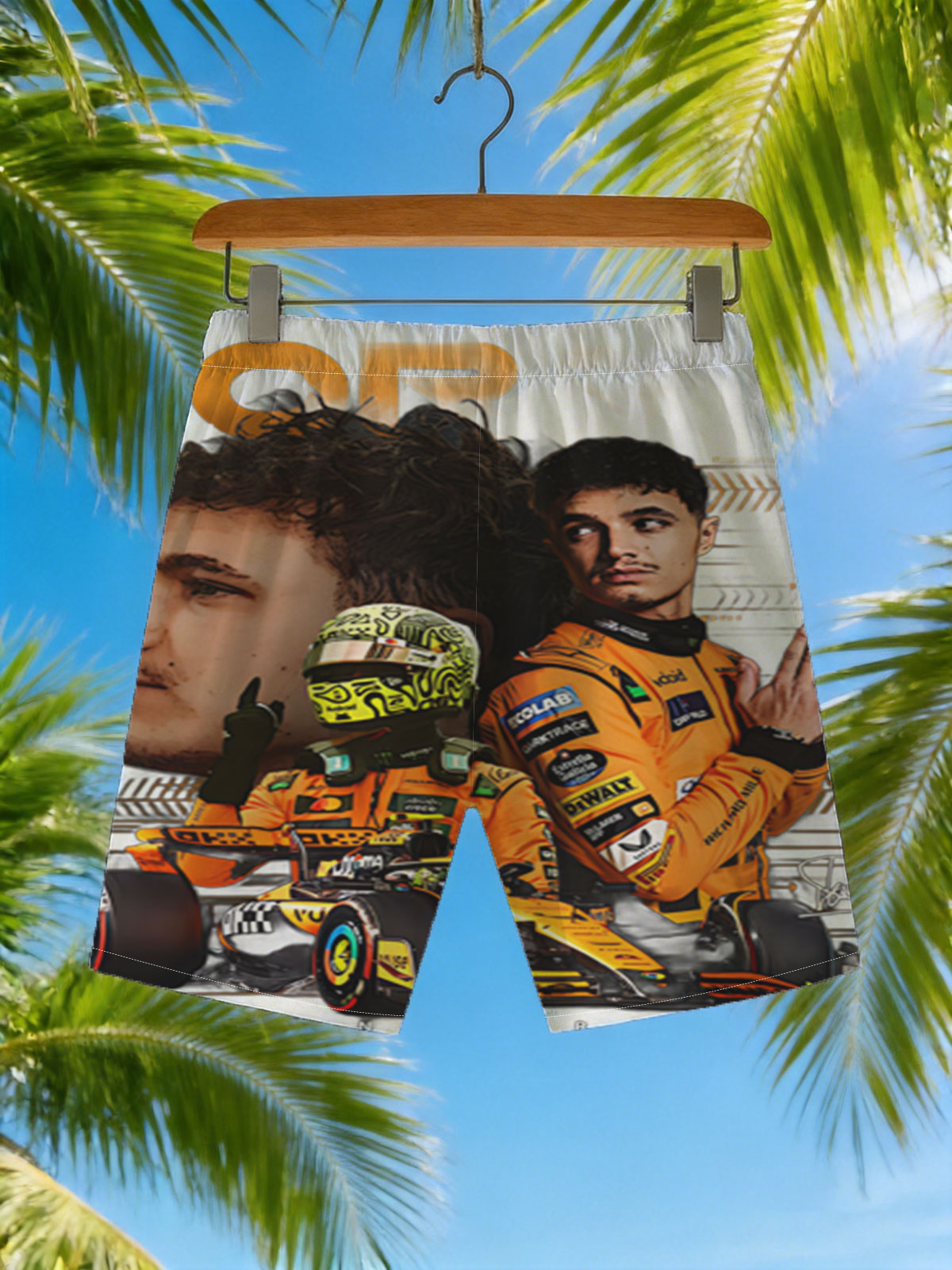 Lando Norris McLaren Formula 1 Racing Driver -  Beach shorts