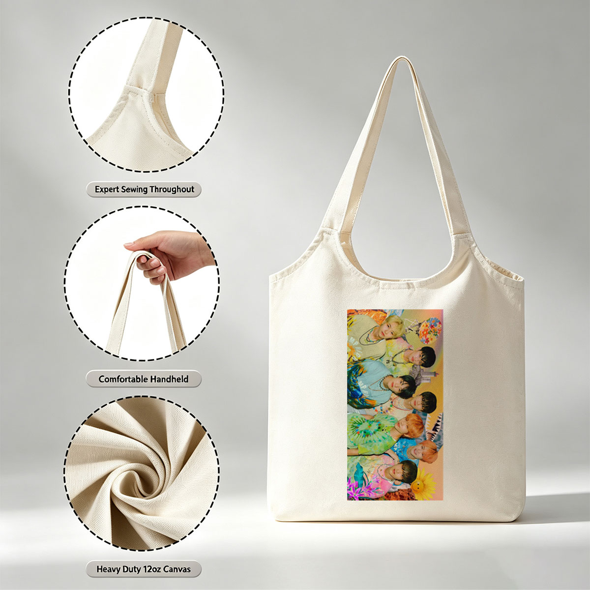 NCT Dream Summer Vibes Colorful Tie-Dye Fashion Group Portrait - Canvas shoulder bags/