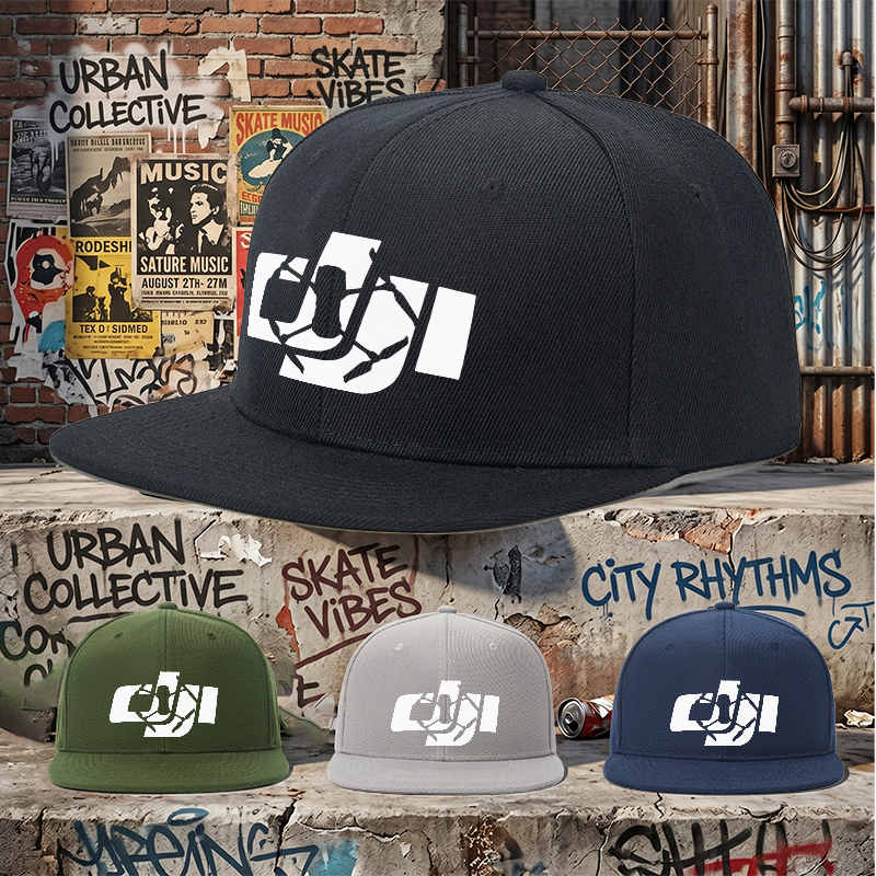 Flat Brim Baseball Cap Abstract Drone Graphic Streetwear Underground Skate Style for Basketball Courts Skate Parks Urban Explorers and Hip Hop Artists