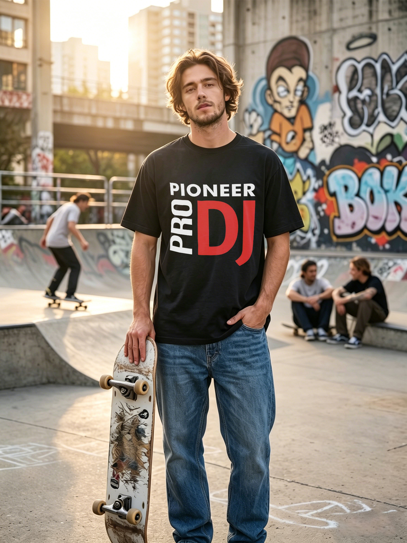 Men's Pioneer Pro DJ Print T-Shirt Casual Round Neck Summer Lightweight Breathable Short Sleeve Tee for Music Lovers and DJs