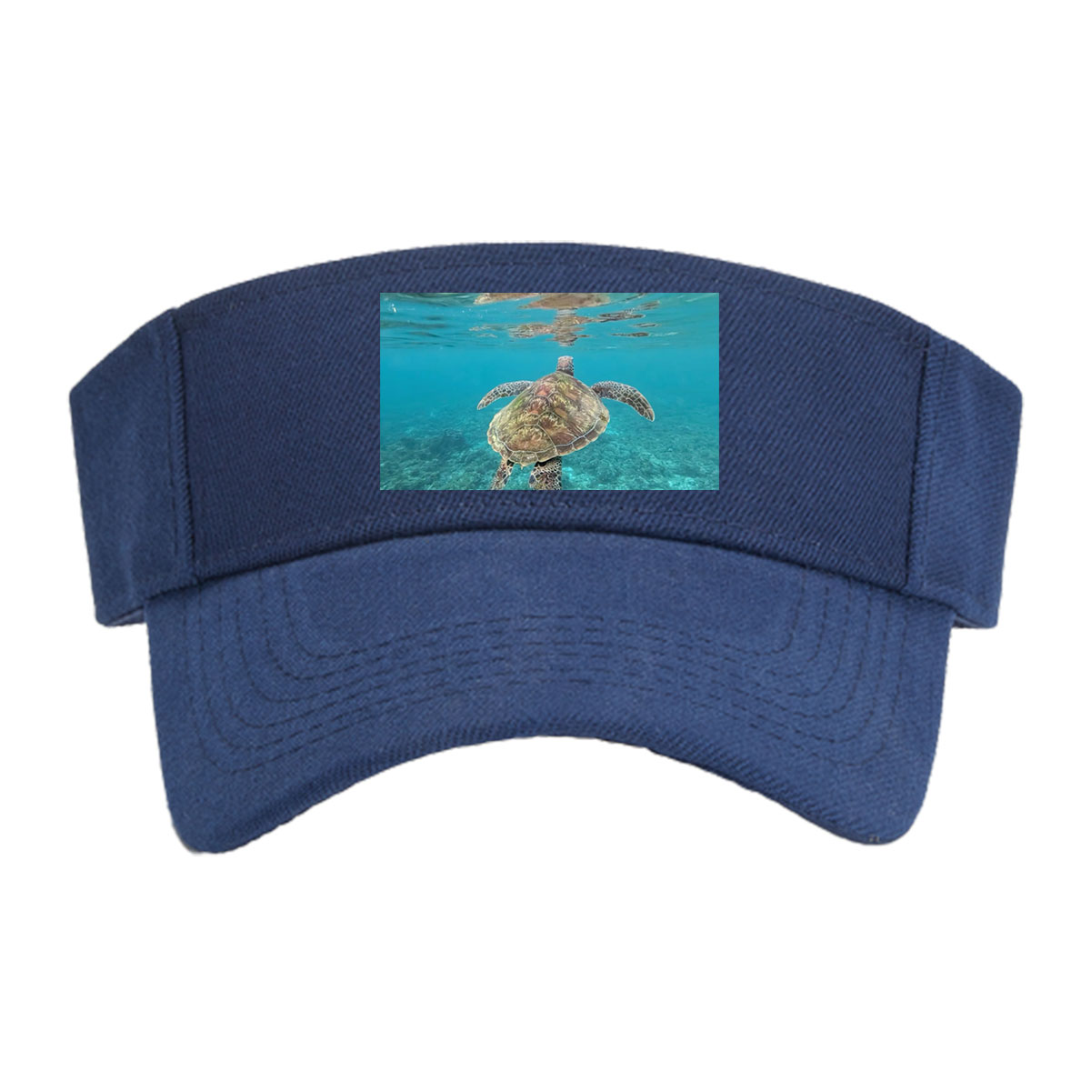 Sea Turtle Swimming in Clear Blue Waters -  Visor cap