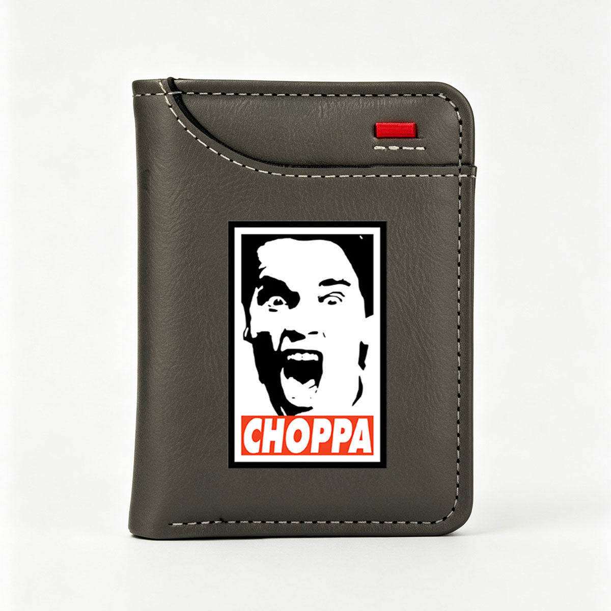 Choppa: A Bold Black and White Portrait with Red Text - Vertical Style Wallet