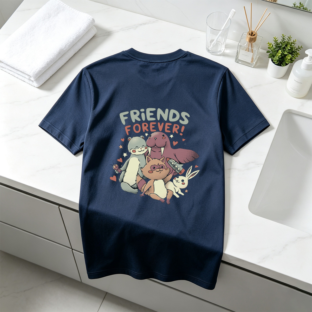 Friends Forever: Otter, Walrus, Cat, and Rabbit - Tee