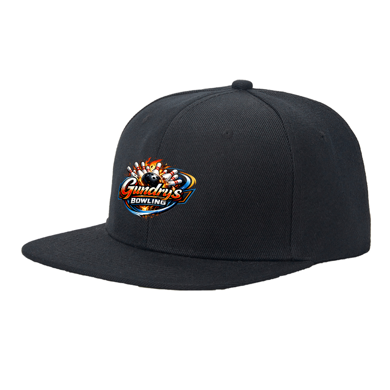 Flat Brim Baseball Cap Gundrys Bowling Flame Logo Streetwear Underground Skate Style for Bowling Alley Urban Players and Hip Hop Enthusiasts