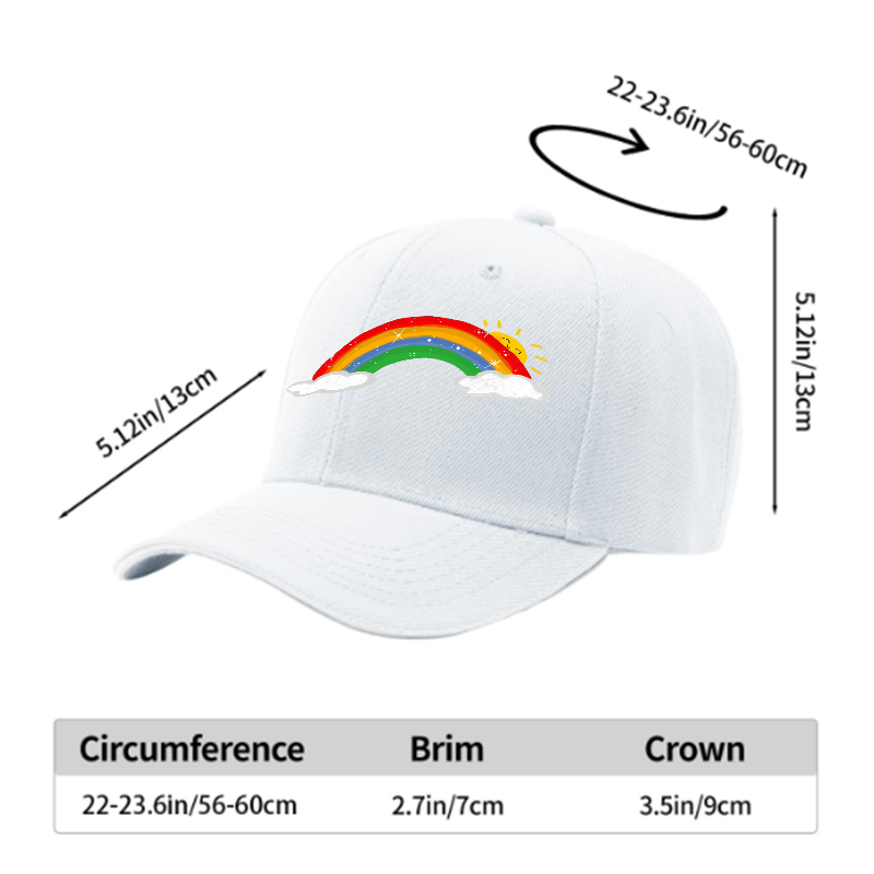 Unisex Classic Sandwich Hat with Rainbow and Sun Print | Perfect for Outdoor Activities, Beach, Camping, Daily Wear | Ideal for Adults and Teens Seeking Fun, Colorful Headwear