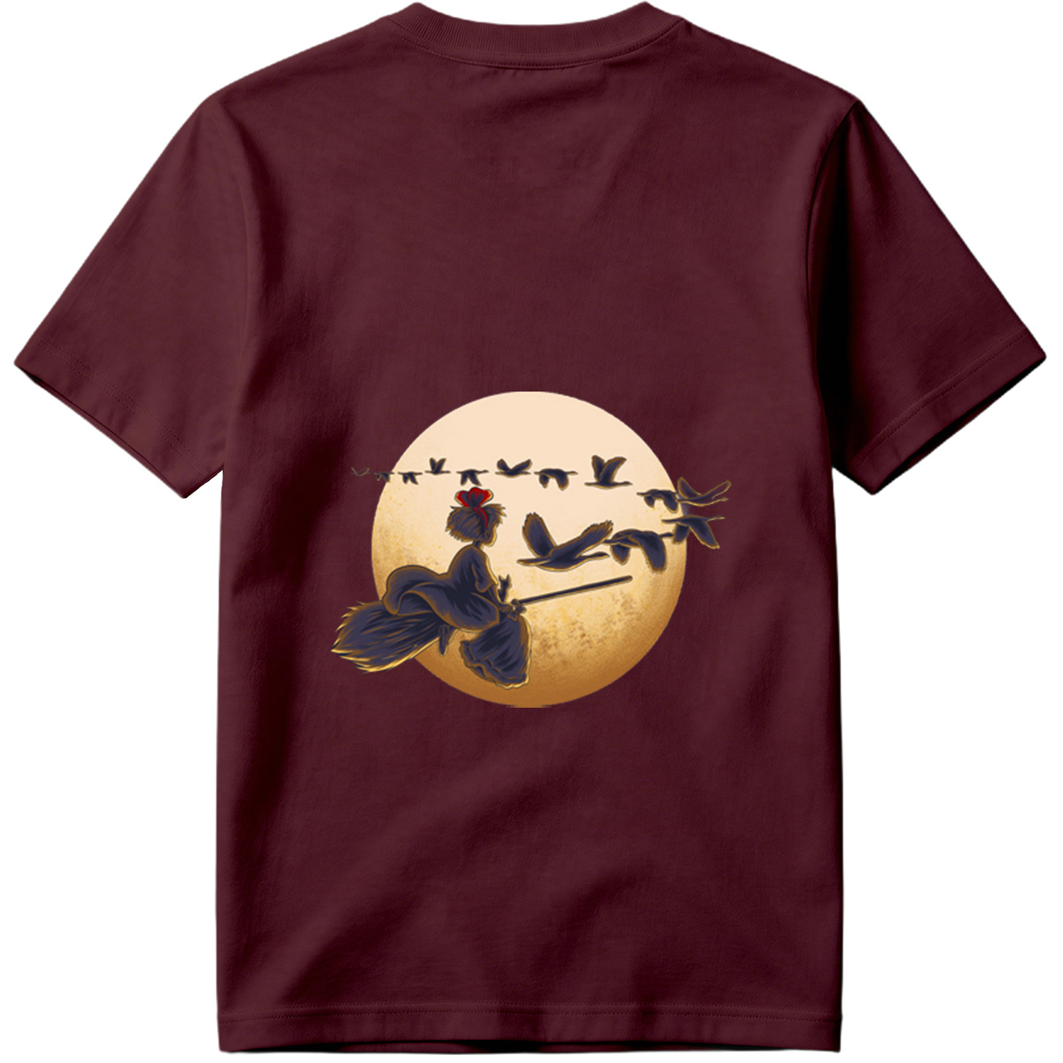 Mulan Flying on a Broomstick with Geese Against the Moon - Tee