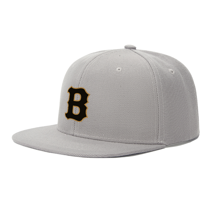Flat Brim Baseball Cap Gold B Logo Patch Streetwear Underground Skate Style for Basketball Court Skate Park Urban Riders and Hip Hop Artists