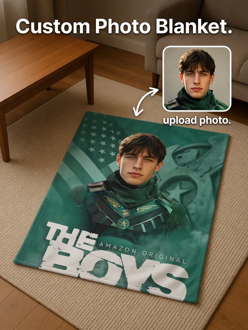 Custom Photo Portrait Flannel Blanket, Personalized Superhero Themed Cozy Warm Plush Throw, Ideal Unique Gift for Fans