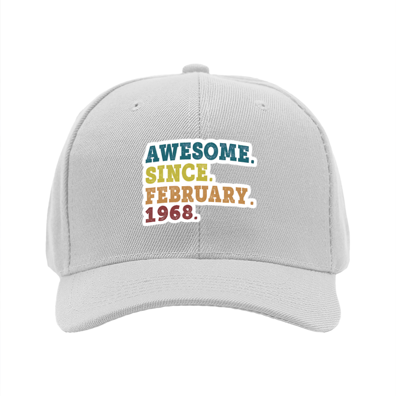 1pc New Baseball Cap Awesome Since February 1968 Print Unisex Adjustable Hat for Outdoor Activities Adults Casual Wear Fashion Statement Accessories