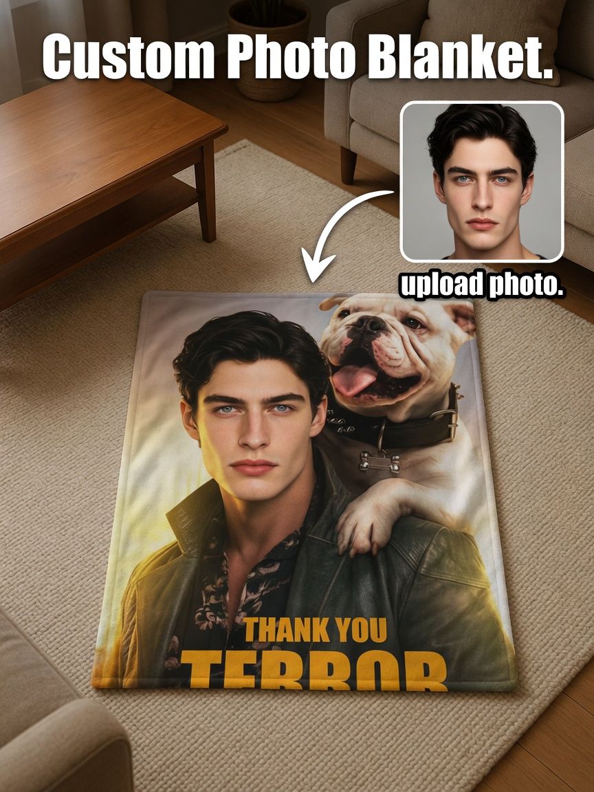 Custom Photo Face Blanket Personalized Flannel Throw Soft Plush Bedding Warm Cozy Gift for Family and Friends