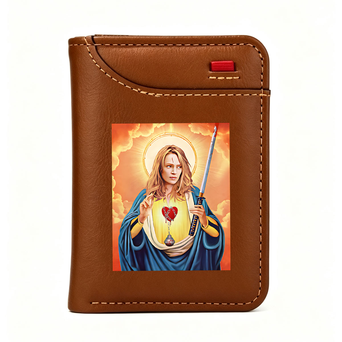 Meryl Streep as a Sacred Warrior with Sword and Sacred Heart - Vertical Style Wallet