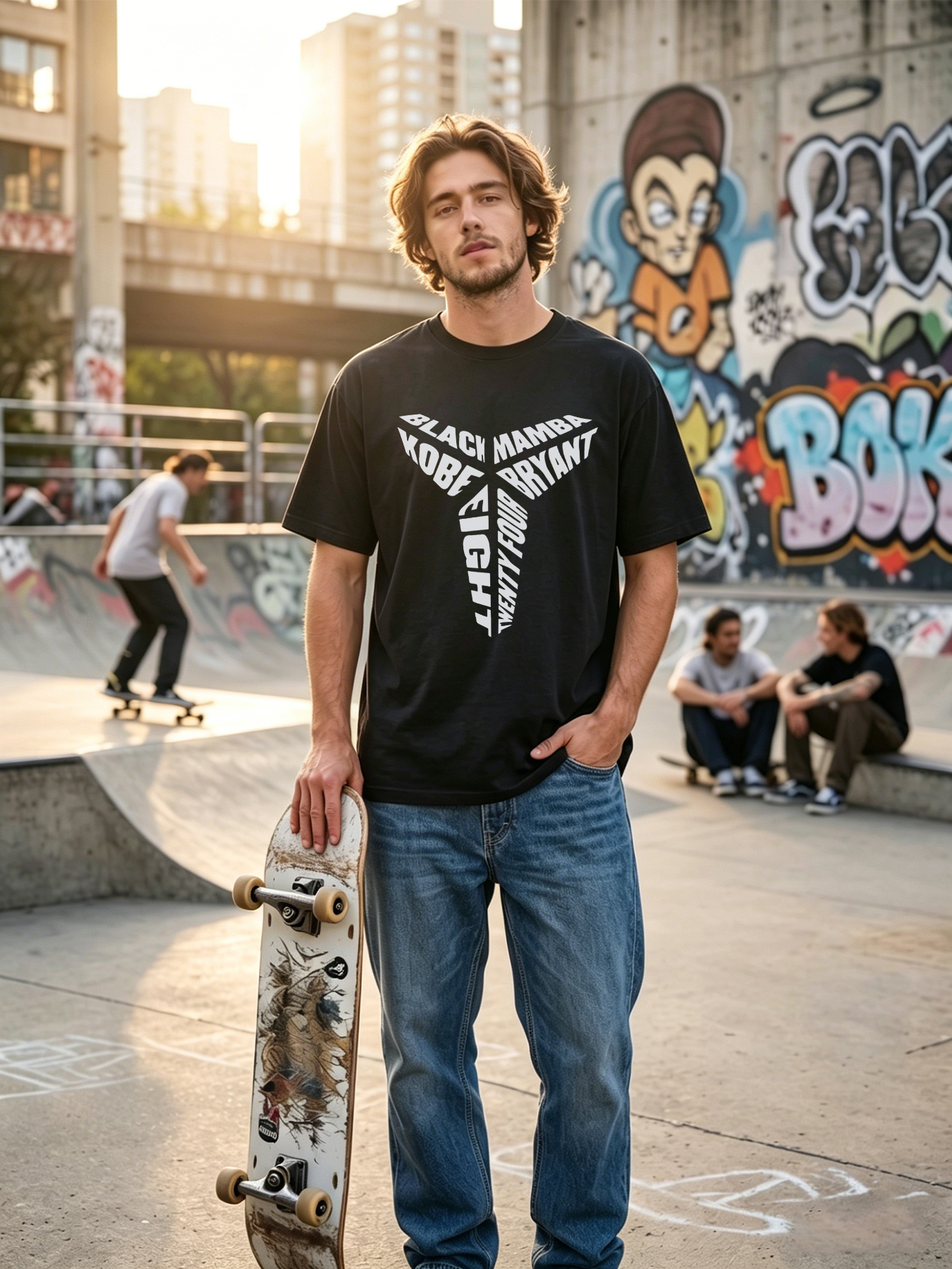Men's Printed T-Shirt Black Mamba Kobe Bryant Eight Twenty Four Graphic Design Casual Round Neck Summer Lightweight Breathable Short Sleeve T-Shirt for Basketball Fans and Sports Enthusiasts
