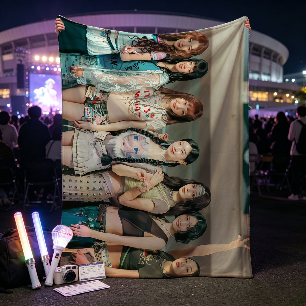 Kep1er Group Photo - Nine Members Posing in Stylish Outfits and Trendy Fashion at Urban Location - Blankets