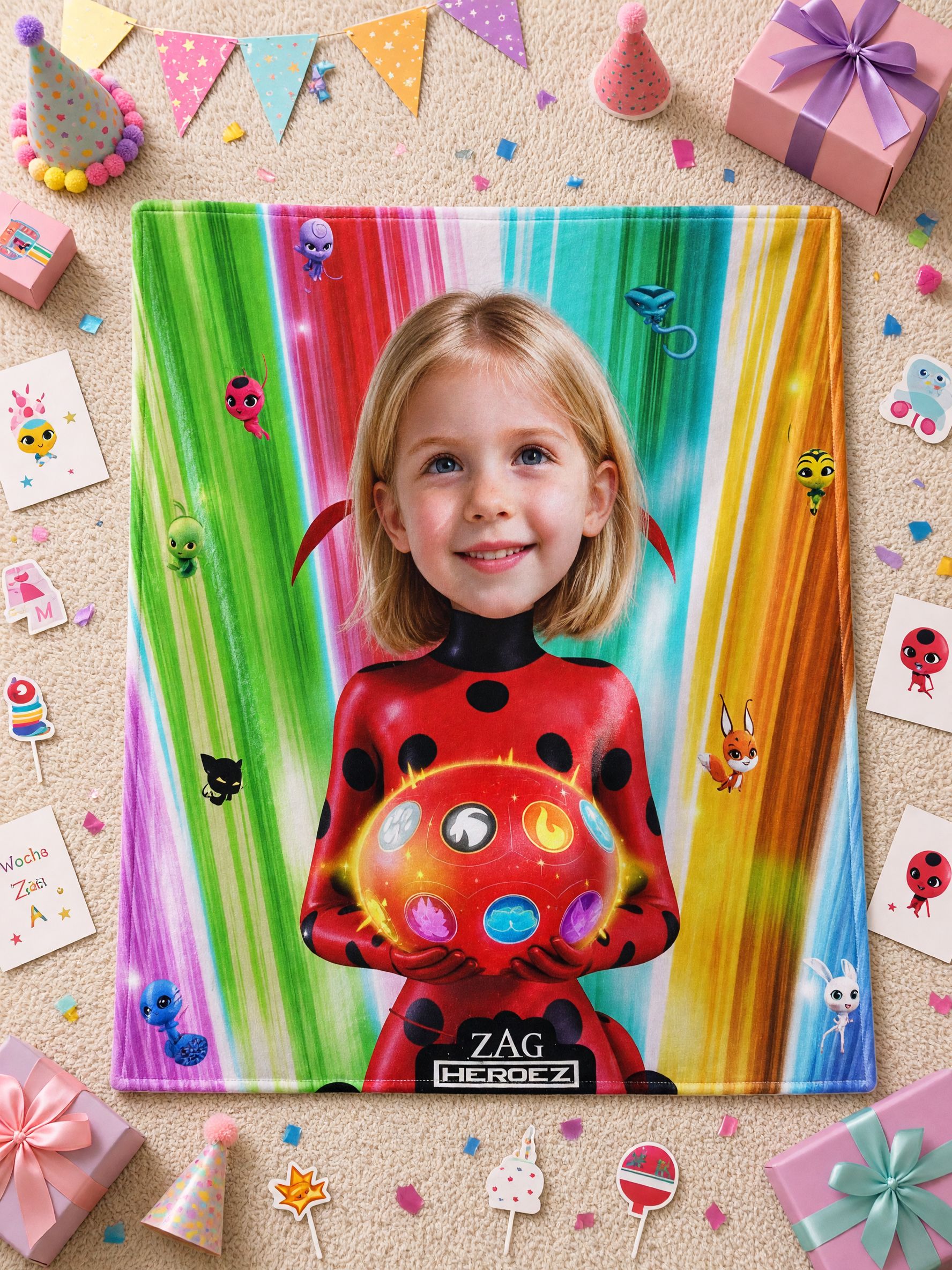 Custom Photo Face Flannel Blanket, Personalized Superhero Throw, Ultra Soft Cozy Keepsake Gift for Kids and Family
