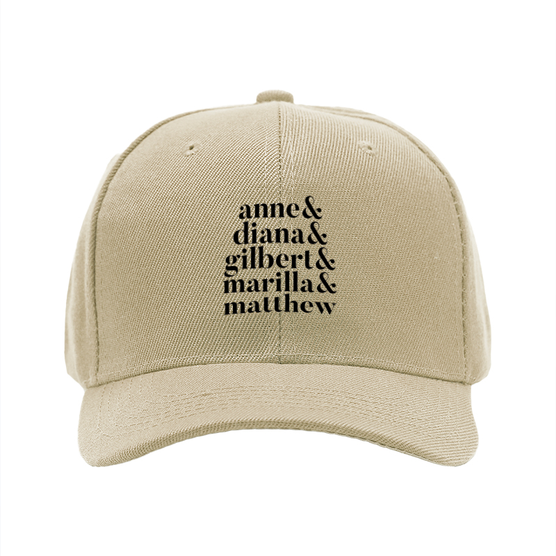 1pc New Baseball Cap with Name & Diana & Gilbert & Marilla & Matthew Print Unisex Adjustable Hat for Outdoor Activities and Casual Wear Adults Fashion Accessory