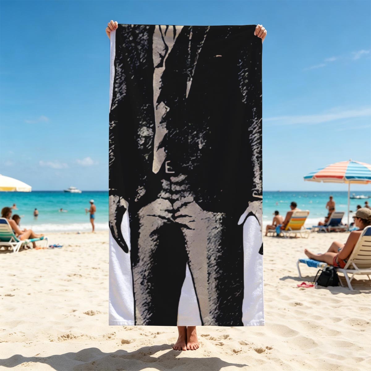 Boombox Head Man in Suit - Beach towels