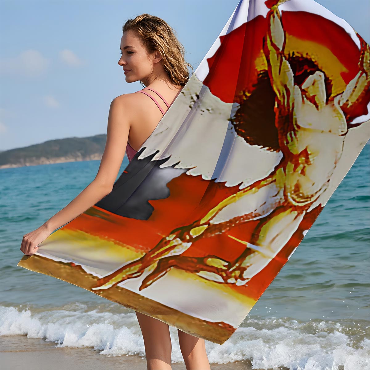 Fallen Angel in Fiery Descent - Beach towels