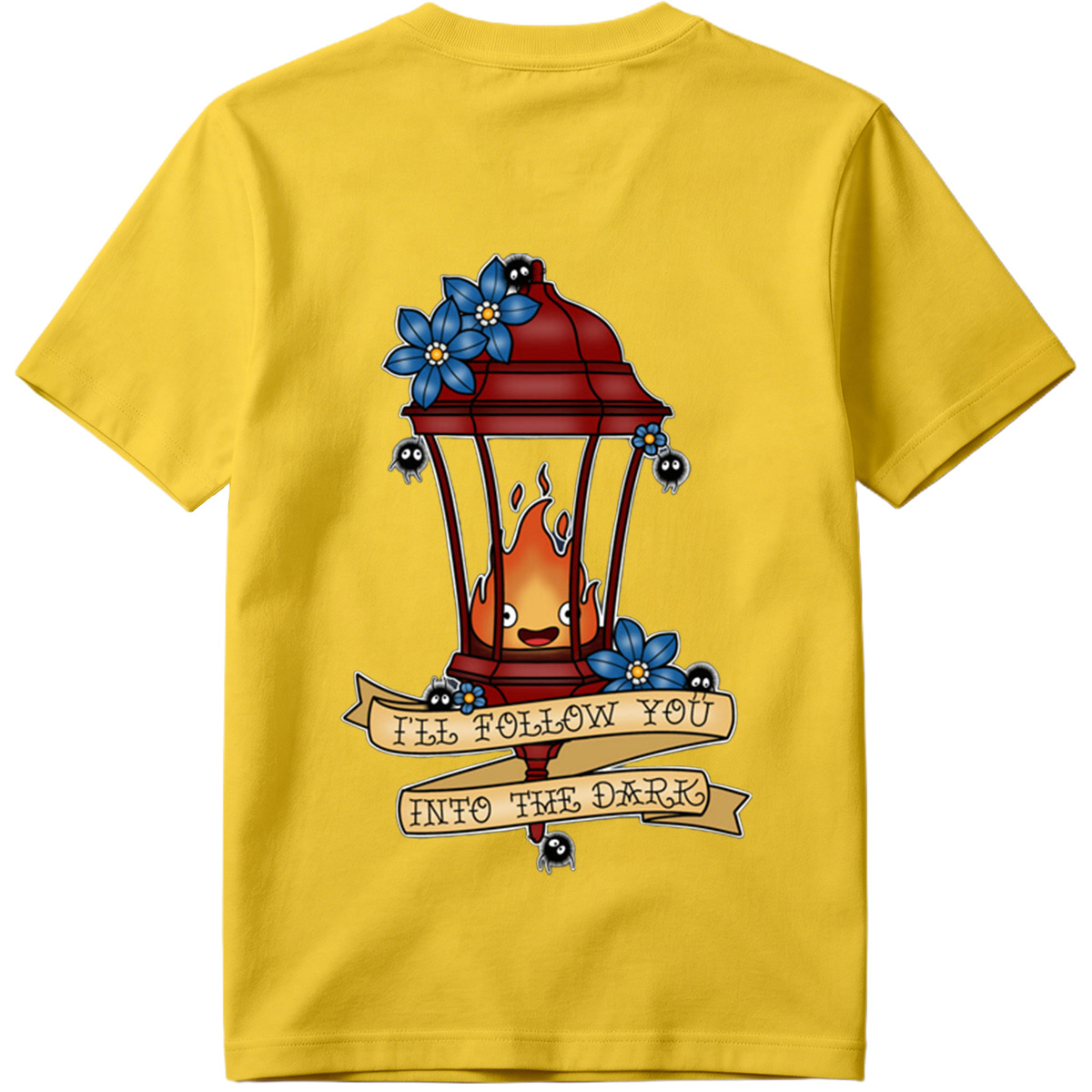Lantern Flame with Blue Flowers and Moths: 