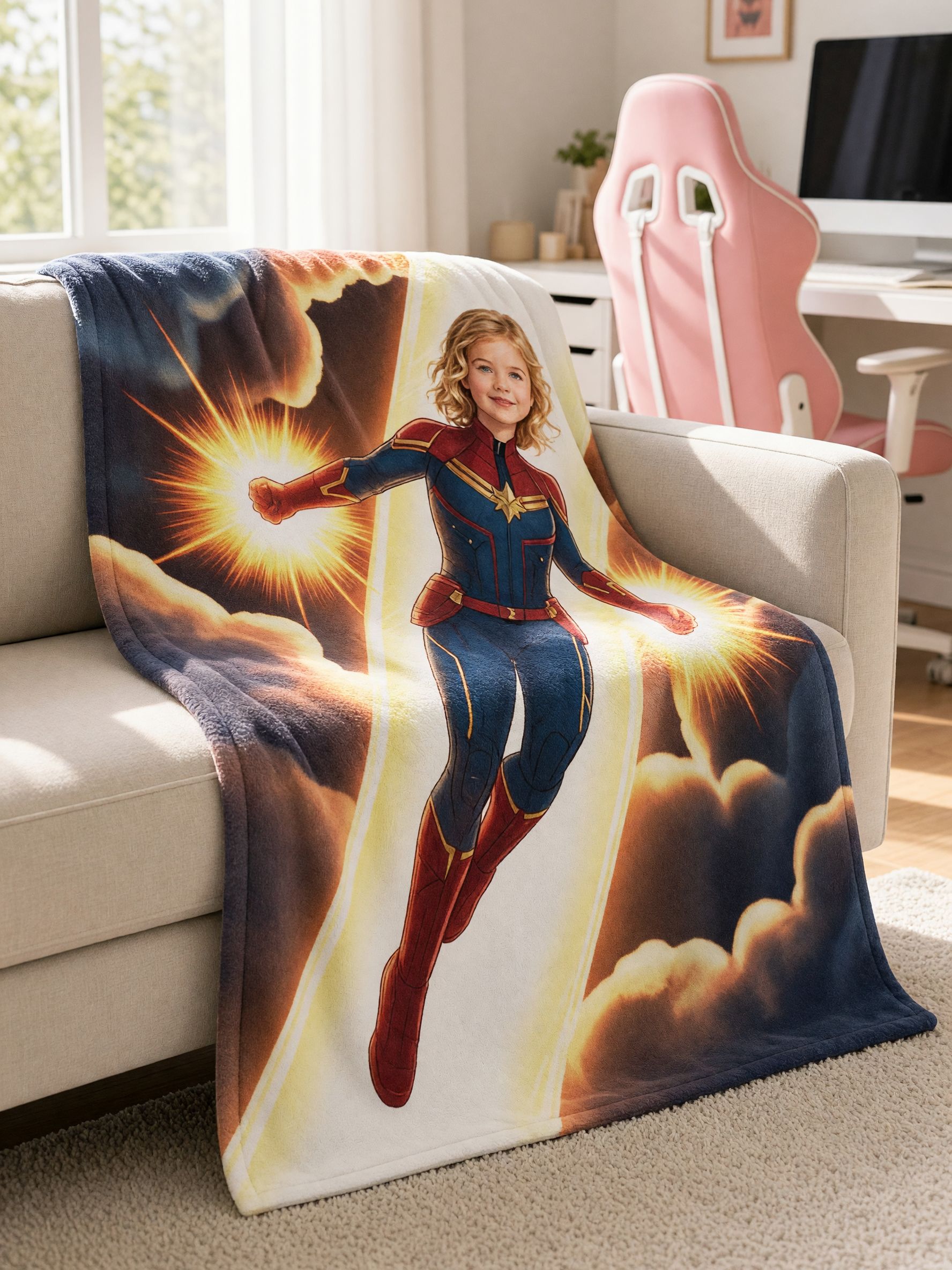 Custom Face Superhero Blanket Personalized Photo Flannel Throw Ultra Soft Anti-Pilling Fleece Ideal Personalized Gift