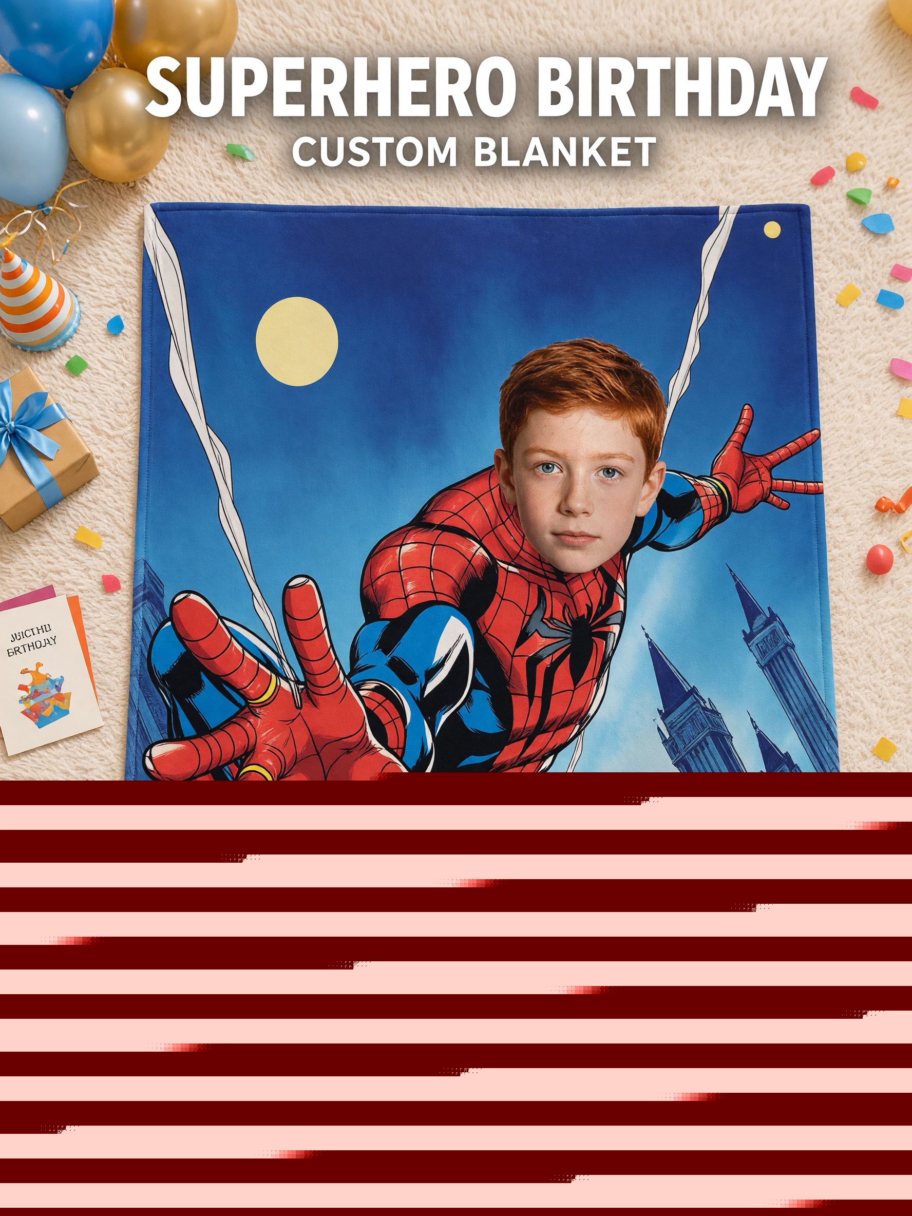 Custom Face Superhero Flannel Throw Blanket Soft Plush Fleece Bed Couch Cover Ideal Personalized Birthday Gift for Kids