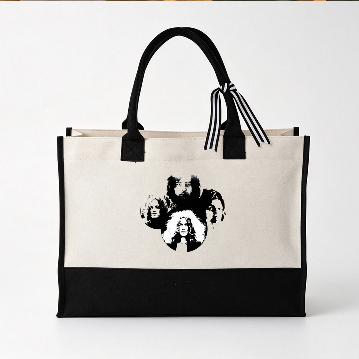 Queen Band Members: Freddie Mercury, Brian May, Roger Taylor, John Deacon - Canvas patchwork gift tote bag