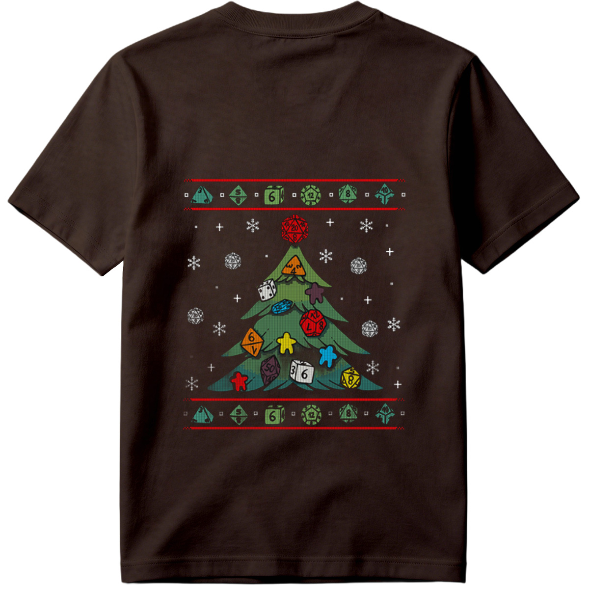 D&D Christmas Tree with Polyhedral Dice Decorations - Tee