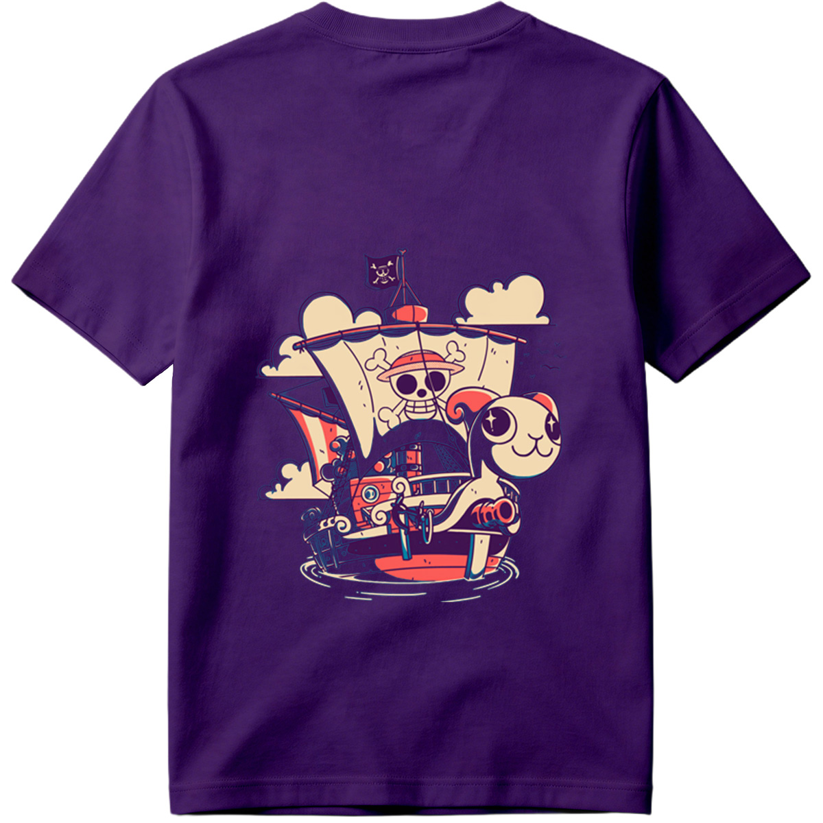 Pirate Ship with Cat and Skull Captain - Tee