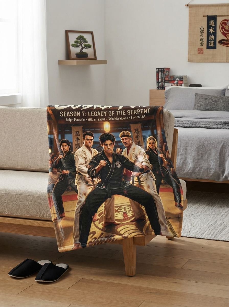 Custom Photo Face Flannel Blanket Personalized Martial Arts Dojang Graphic Fleece Throw Anti-Pilling Cozy Warm Bed Sofa