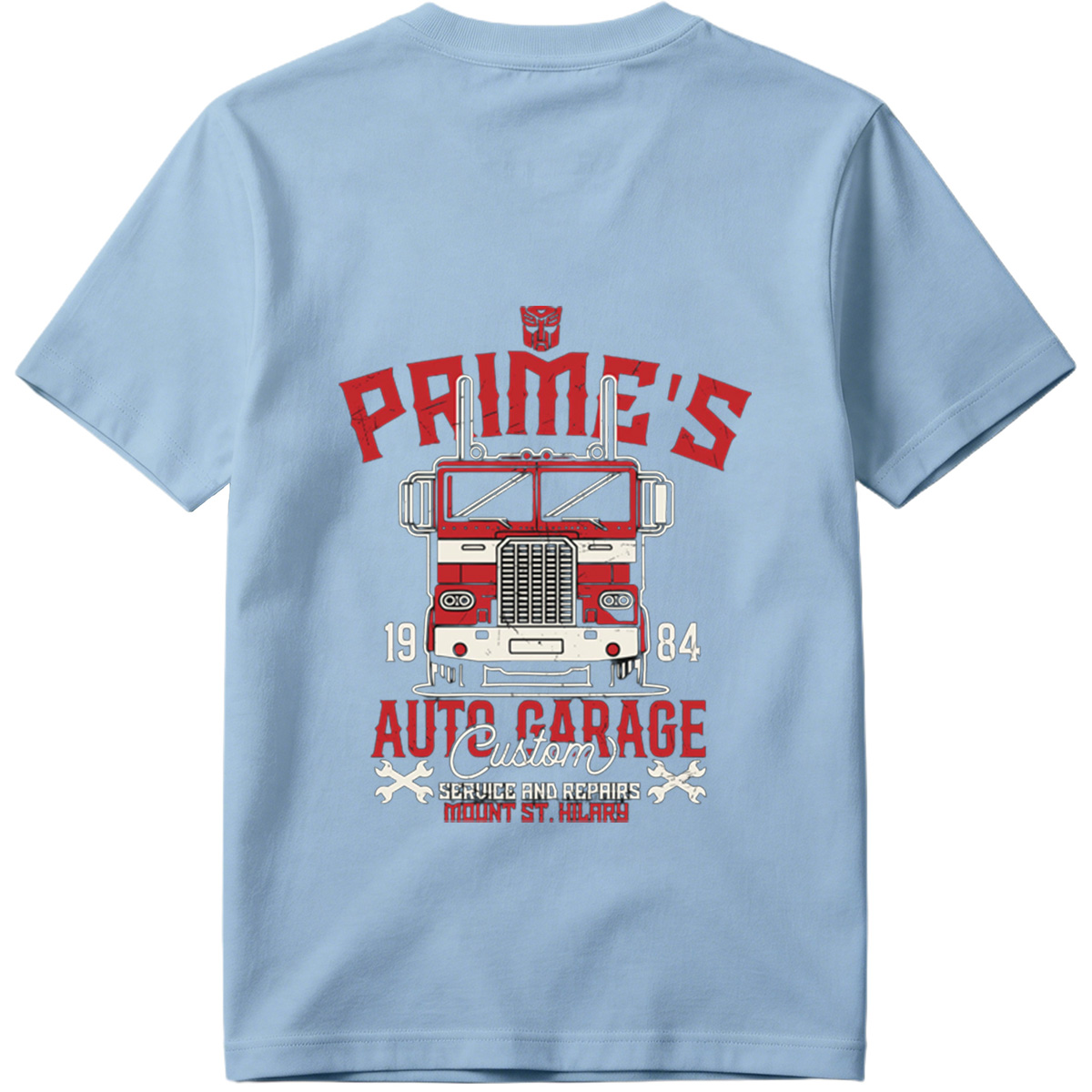 Transformers Optimus Prime Auto Garage T-Shirt Design - Tee