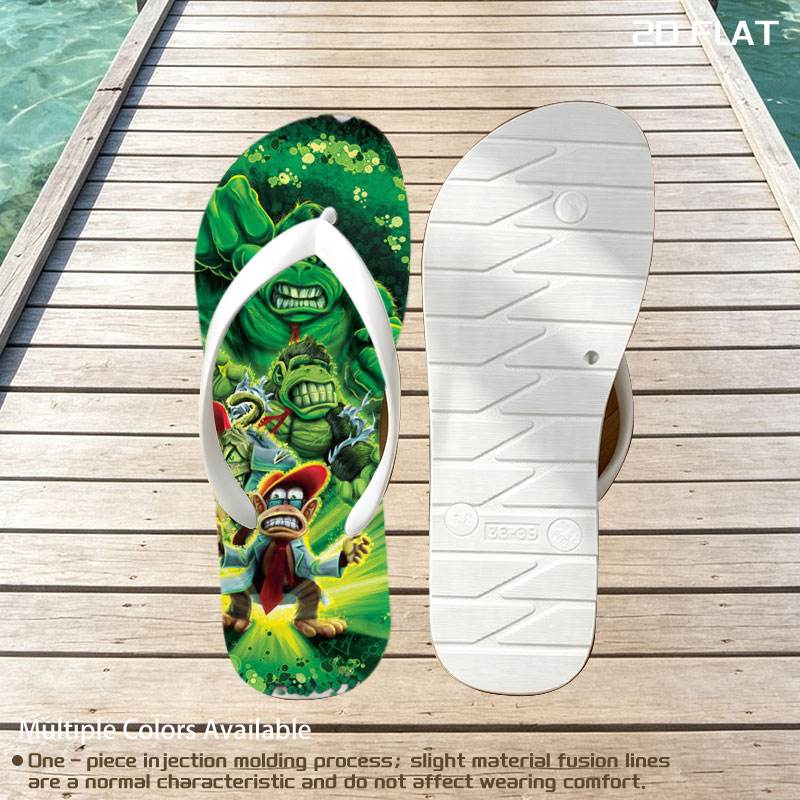 Donkey Kong, Diddy Kong, and King K. Rool in a dynamic green energy burst -  flip-flops