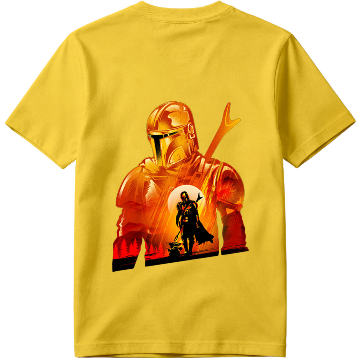 The Mandalorian and the Child in a Fiery Encounter - Tee