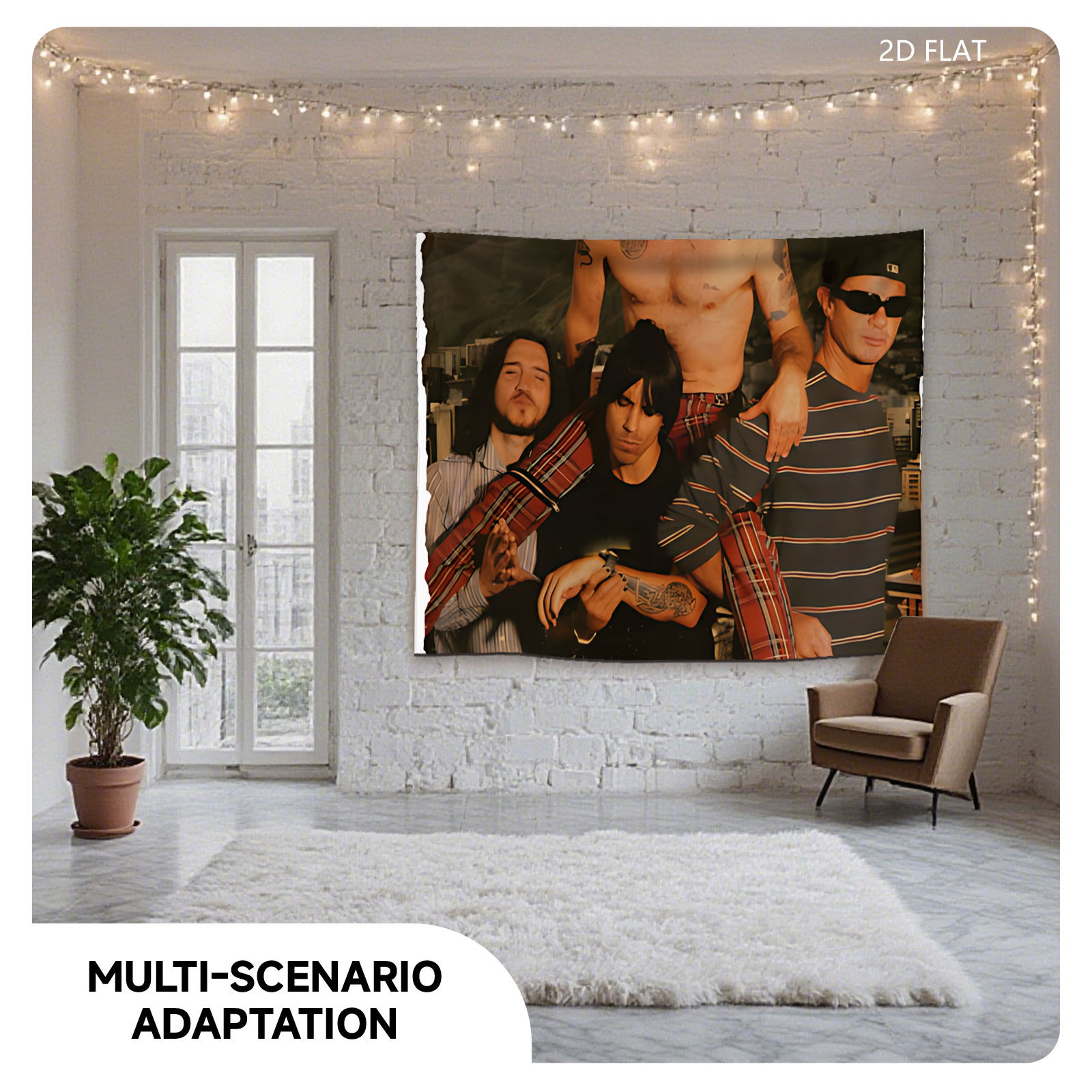Red Hot Chili Peppers Band Members in a Stylized Group Portrait - Tapestry