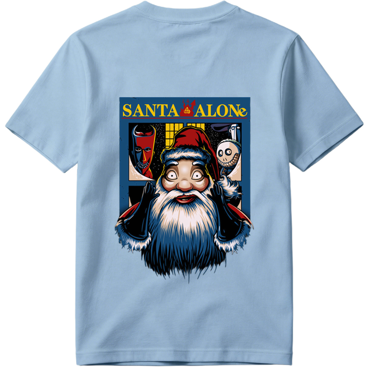 Santa Alone: Santa Claus, Jack Skellington, and Red Mask - Tee